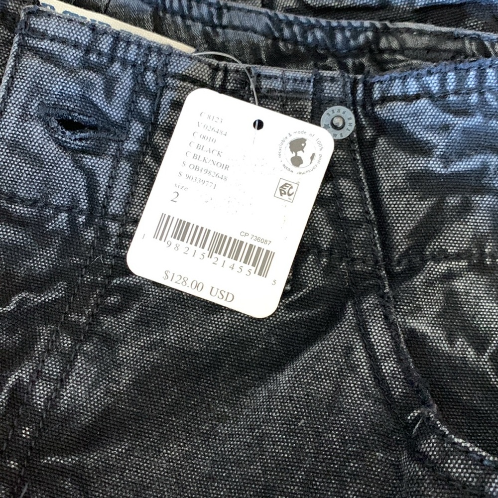 FREE PEOPLE Denim Cropped Slim Barrel Pants Distressed Black NWT Supersonic - Picture 10 of 13